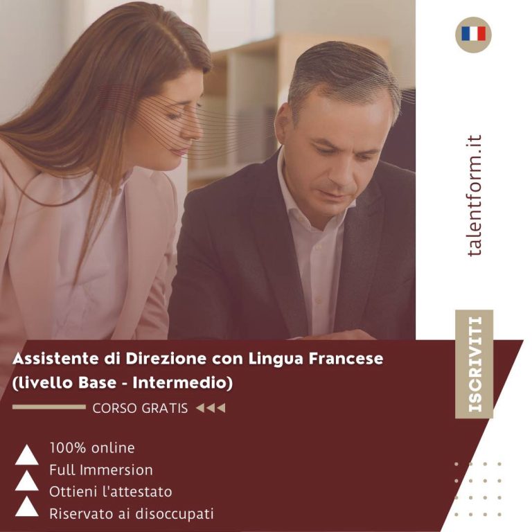 Assistente di Direzione con Lingua Francese Livello Base - Intermedio, corso gratis, edizione del 10 marzo 2022 8 ass dir fra 1080 × 1080 px copia 5