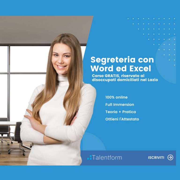 Segreteria con WORD ed EXCEL (corso GRATUITO a distanza, in aula virtuale), edizione del 25 luglio 2022 43 Segreteria con Word ed Excel 1