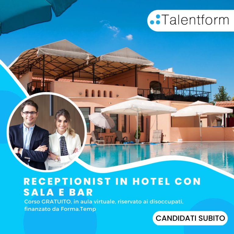 Receptionist in Hotel con Sala e Bar (corso GRATUITO a distanza, in aula virtuale), edizione del 07 settembre 2022 1 Receptionist in Hotel con Sala e Bar 2