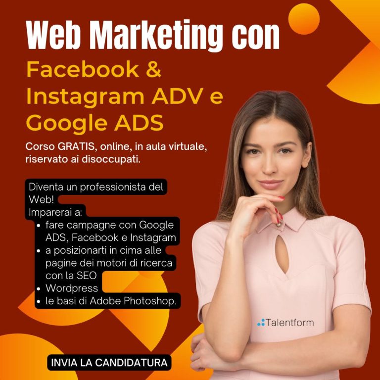 Web Marketing con Facebook & Instagram ADV e Google ADS (corso GRATUITO a distanza, in aula virtuale), edizione del 22 settembre 2022 47 Web Marketing con 1