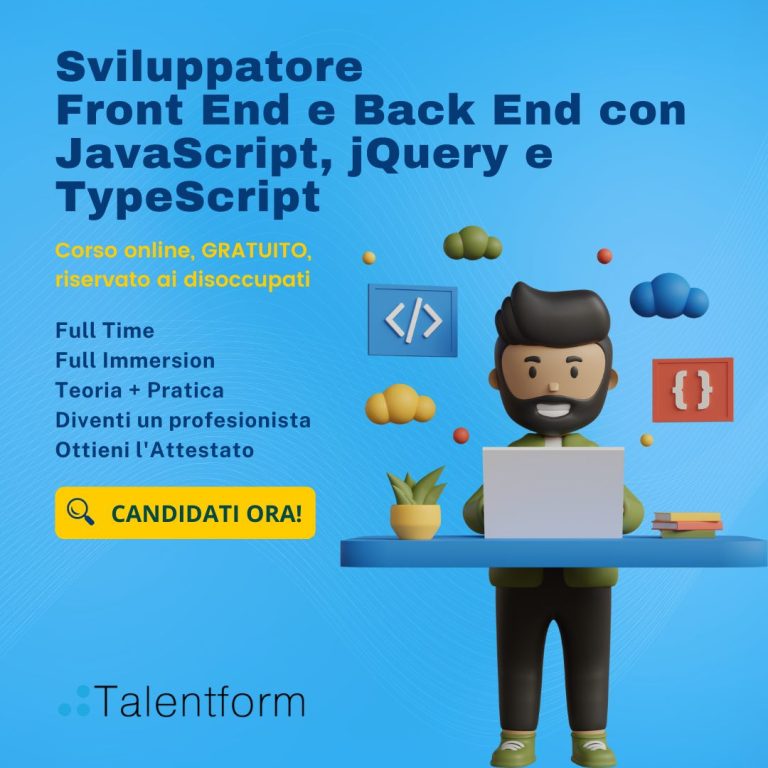 Sviluppatore Front End e Back End con JavaScript, jQuery e TypeScript (corso GRATUITO a distanza, in aula virtuale), edizione del 31 marzo 2023 14 Sviluppatore Front End e Back End con JavaScript jQuery e TypeScrip3