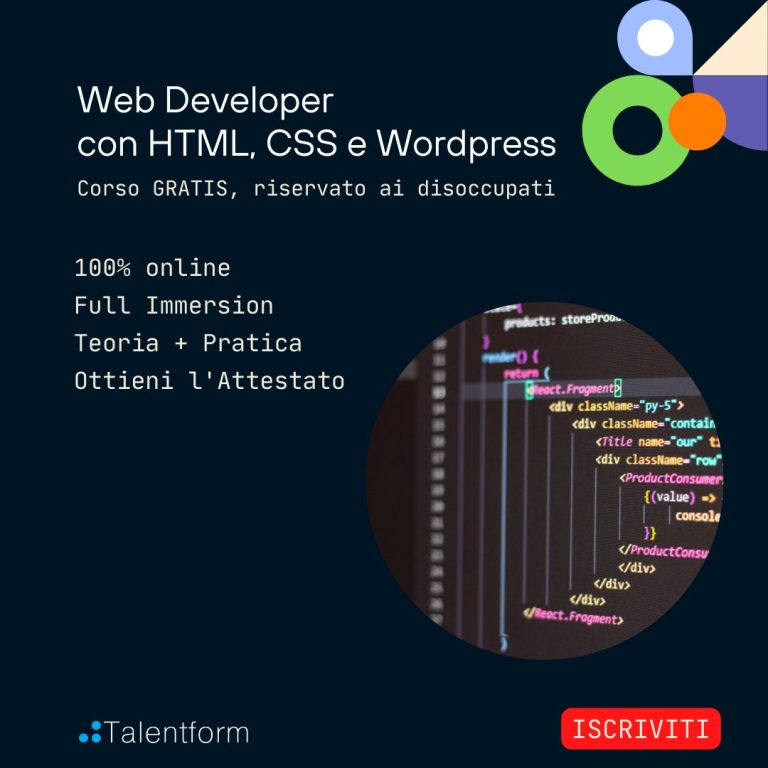 Web Developer con HTML, CSS e WordPress (corso GRATUITO a distanza, in aula virtuale), edizione del 27 marzo 2023 26 Web Developer con HTML CSS e Wordpress 3