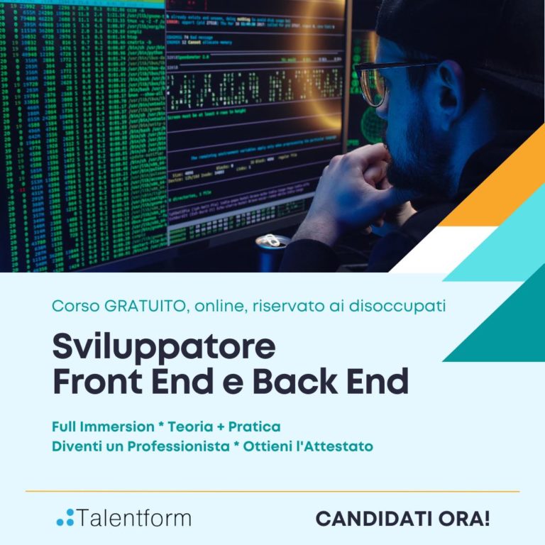 Sviluppatore Front End e Back End (corso GRATUITO a distanza, in aula virtuale), edizione del 08 maggio 2023 13 Sviluppatore Front End e Back End2