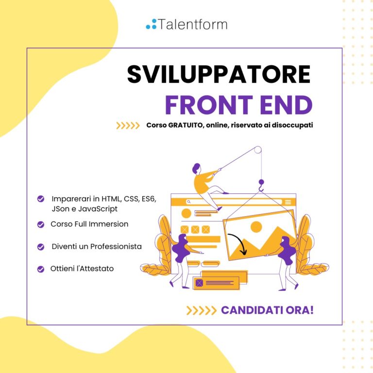 Sviluppatore Front End (corso GRATUITO a distanza, in aula virtuale), edizione del 5 giugno 2023 2 Sviluppatore Front End 1080 × 1080 px 1