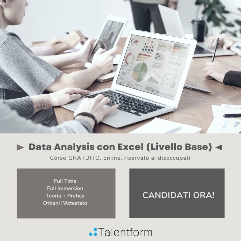Datanalysis con Excel Base (corso GRATUITO a distanza, in aula virtuale), edizione del 15 settembre 2023 3 Data Analysis con Excel Livello Base 8