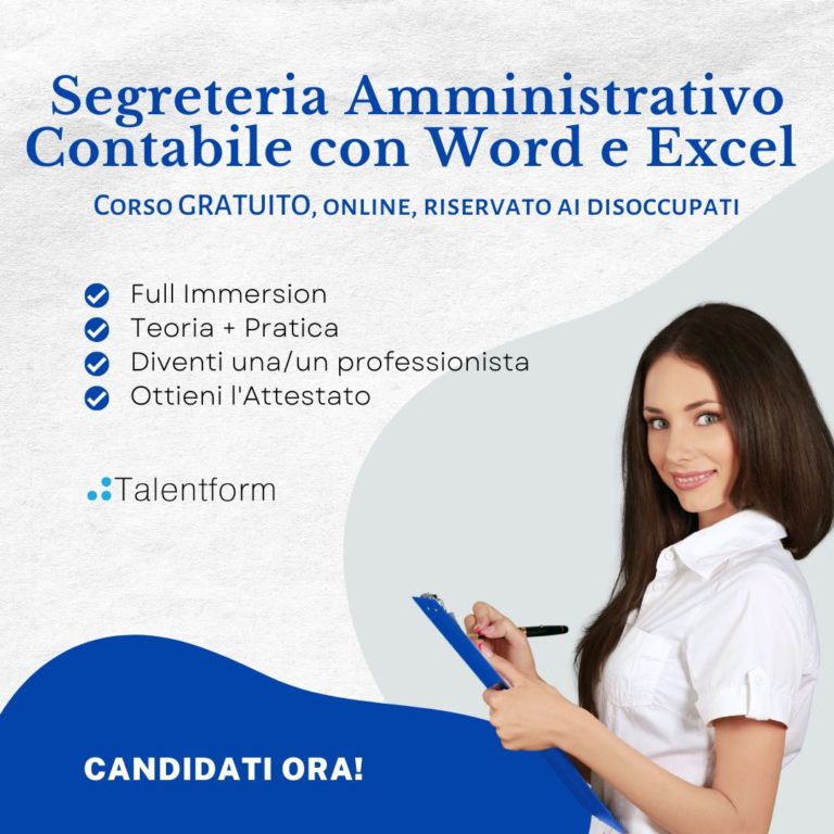 Segreteria Amministrativo Contabile con Word ed Excel (corso GRATUITO a distanza, in aula virtuale), edizione del 20 luglio 2023 28 Segreteria Amministrativo Contabile con Word e Excel1