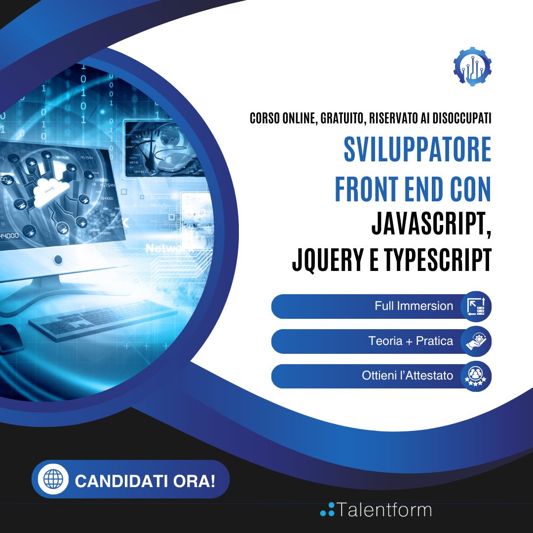 Sviluppatore Front End con JavaScript jQuery e TypeScript 1920 × 1080 px 1080 × 1080 px 1