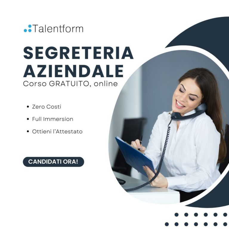 Segreteria Aziendale (corso GRATUITO a distanza, in aula virtuale, rivolto a disoccupati e/o inoccupati appartenenti alla categoria fasce deboli), edizione del 15 novembre 2024 33 SEGRETERIA AZIENDALE