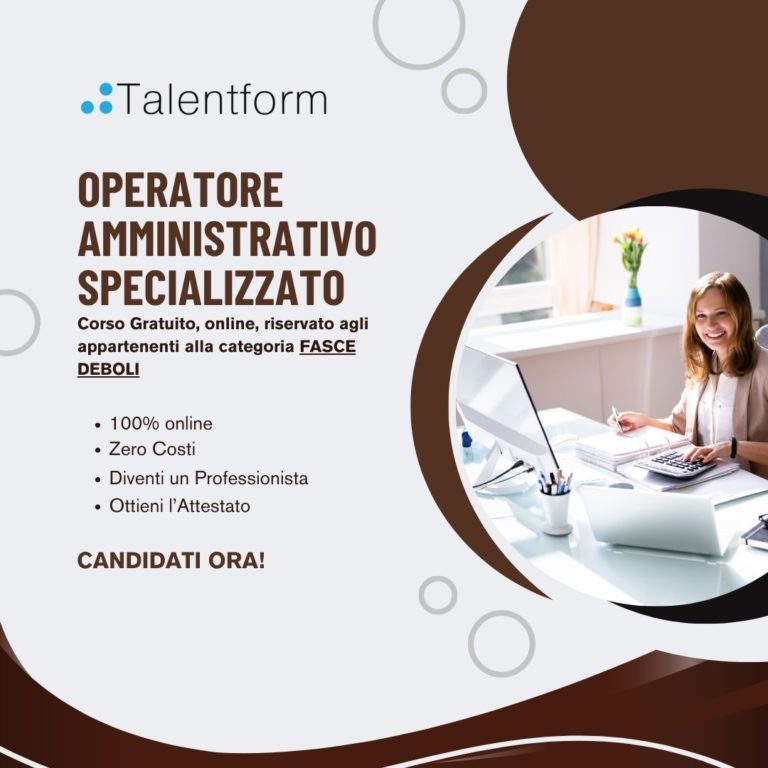 Operatore Amministrativo Specializzato (corso GRATUITO a distanza, in aula virtuale, RISERVATO AGLI APPARTENENTI ALLA CATEGORIA FASCE DEBOLI), edizione del 09 dicembre 2024 44 Operatore Amministrativo Specializzato 1