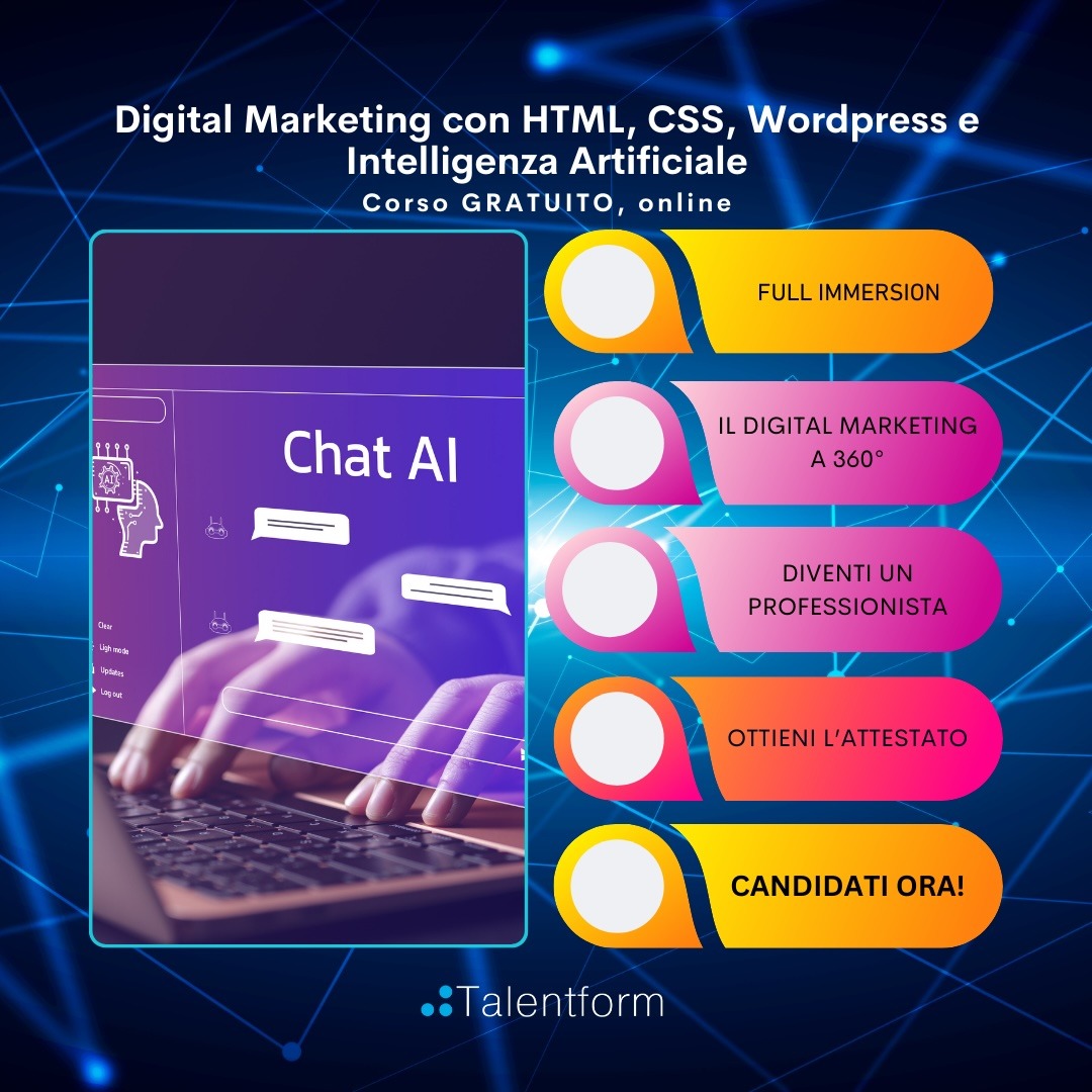 Digital Marketing con HTML CSS Wordpress e Intelligenza Artificiale 4
