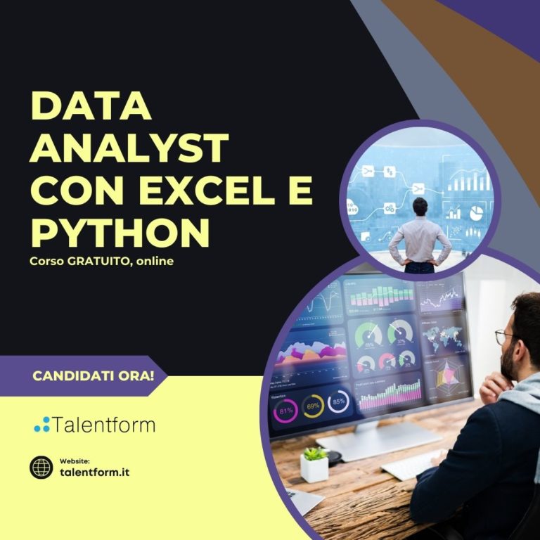 Data Analyst con Excel e Python (corso GRATUITO online, full time), edizione del 28 ottobre 2025 40 Data Analyst con Excel e Python 1080x1080 PER SITO