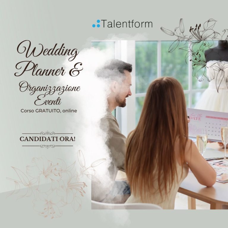 Wedding Planner e Organizzazione Eventi (corso GRATUITO online, full time), edizione del 17 ottobre 2025 1 Wedding Planner e Organizzazione Eventi Post di Facebook Paesaggio 1080 x 1080 px