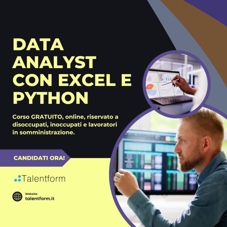 Data Analyst con Excel e Python (corso GRATUITO online, full time), edizione del 18 novembre 2025 16 Data Analyst con Excel e Python