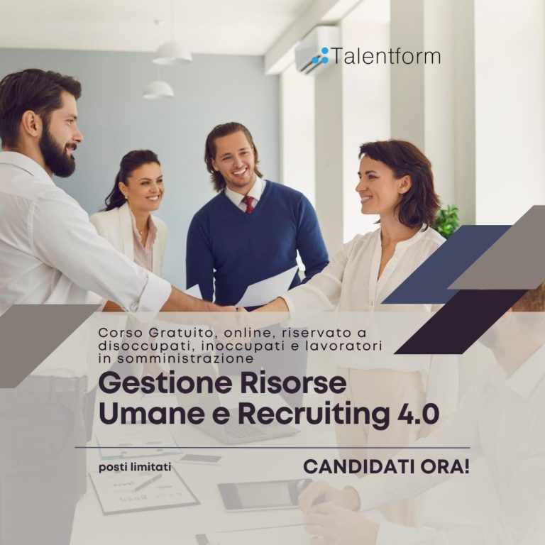 Gestione delle Risorse Umane e Recruiting 4.0 (corso GRATUITO online, full time), edizione del 05 novembre 2025 30 Gestione Risorse Umane 1080 x 1080 px