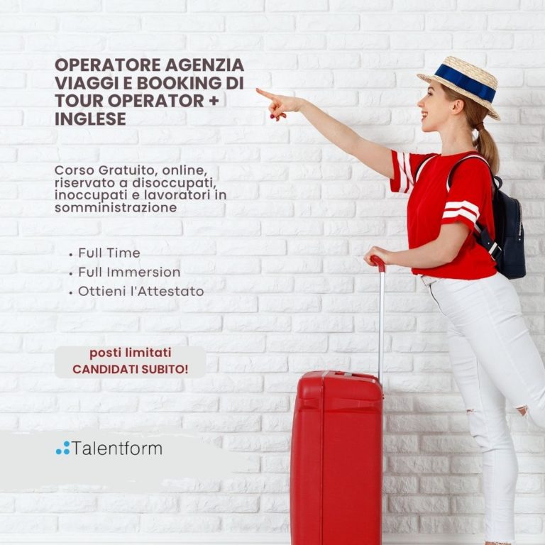 Operatore Agenzia Viaggi - Booking di Tour Operator con Lingua Inglese, (corso GRATUITO online, full time), edizione del 18 novembre 2025 5 Operatore Agenzia Viaggi e Booking di Tour Operator INGLESE 2024 q