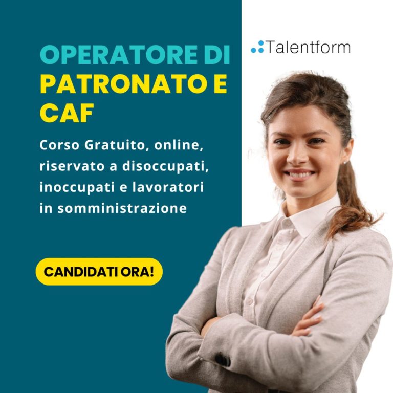 Operatore di Patronato e CAF (corso GRATUITO online, full time), edizione del 14 novembre 2025 1 Operatore di Patronato e CAF 1080X1080 PER SITO