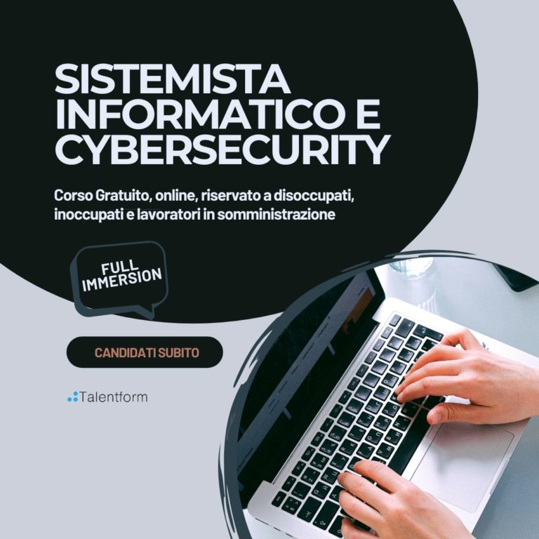 Sistemista Informatico e Cybersecurity (corso GRATUITO online, full time), edizione del 05 novembre 2025 27 PER SITO 1080 x 1080 px