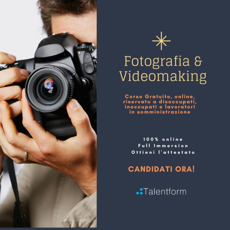Fotografia e VideoMaking (corso GRATUITO online, full time), edizione del 05 novembre 2025 25 PER SITO 1080X1080