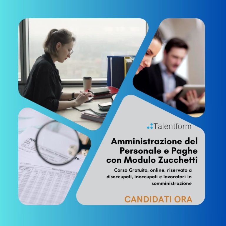 Amministrazione del Personale e Paghe con Modulo Zucchetti (corso GRATUITO online, full time), edizione del 30 ottobre 2025 44 PER SITO Amministrazione del Personale e Paghe con Modulo Zucchetti1080 x 1080 px