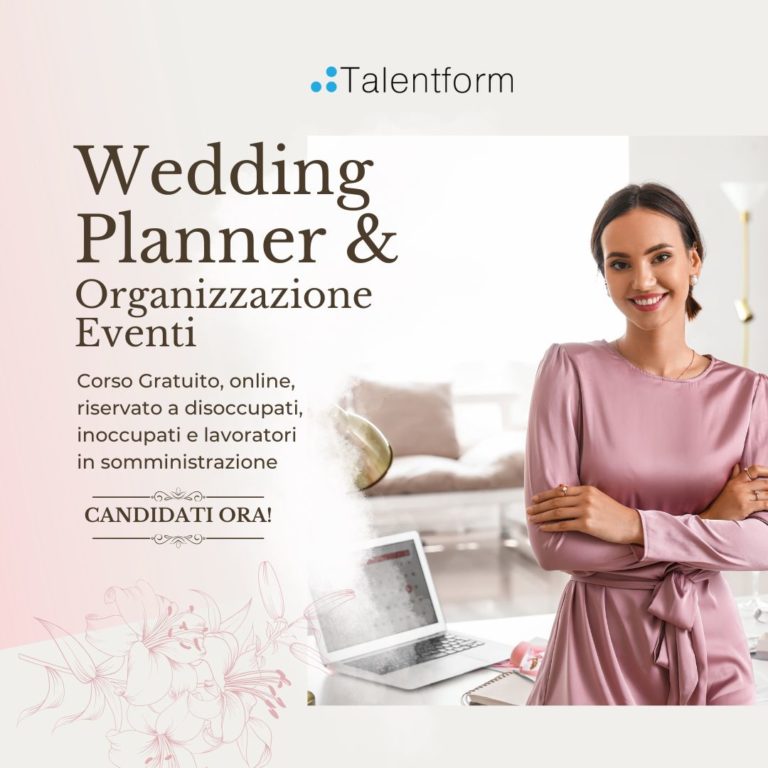 Wedding Planner e Organizzazione Eventi (corso GRATUITO online, full time), edizione del 6 novembre 2025 36 Wedding Planner e Organizzazione Eventi Post di Facebook Paesaggio 1080 x 1080 px
