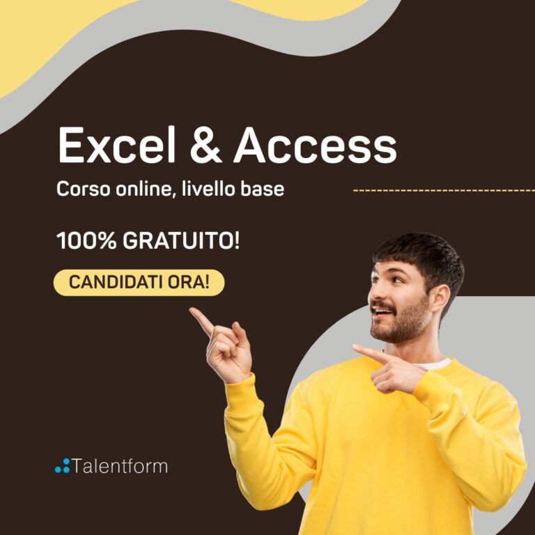 Excel e Access - Base (corso GRATUITO online, full time), edizione del 12 gennaio 2026 3 Corso gratuito di Excel e Access