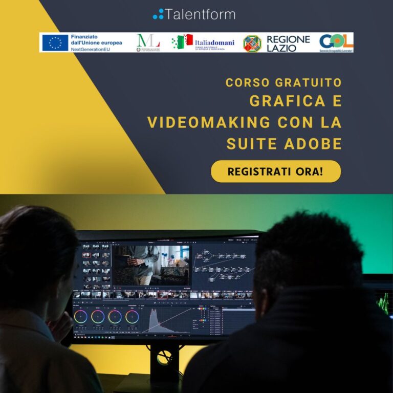 Grafica e VideoMaking con la Suite Adobe, Corso Gratuito, Programma GOL Lazio, Percorso 3, edizione del 25 marzo 2026 (in presenza, a Roma) 1 Addetto Paghe e Contributi 9
