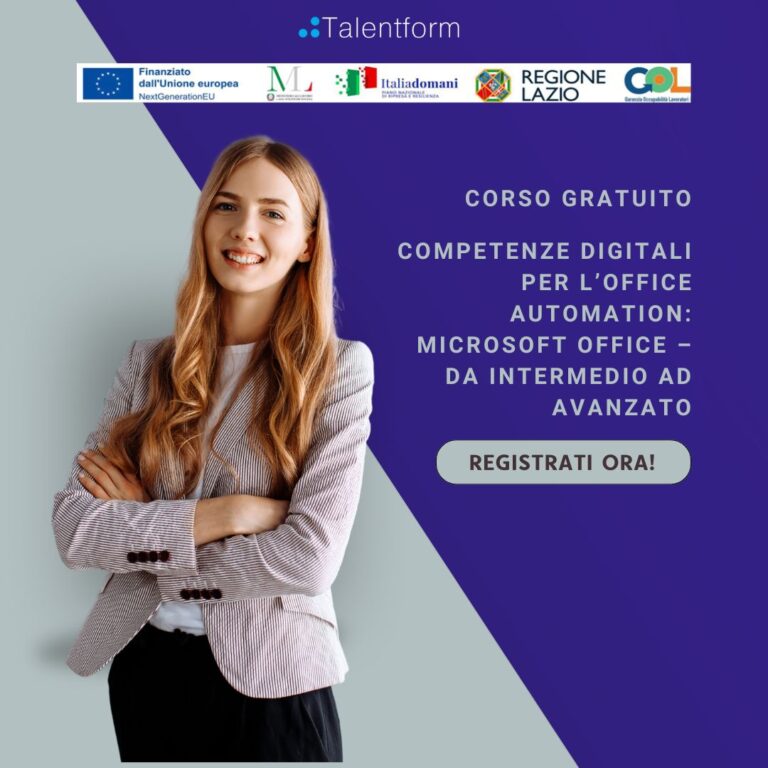 Competenze digitali per l’Office Automation: Microsoft Office – da Intermedio ad Avanzato, Corso Gratuito, Programma GOL Lazio, Percorso 2, edizione del 23 marzo 2026 1 strumenti commerciali digitali 3