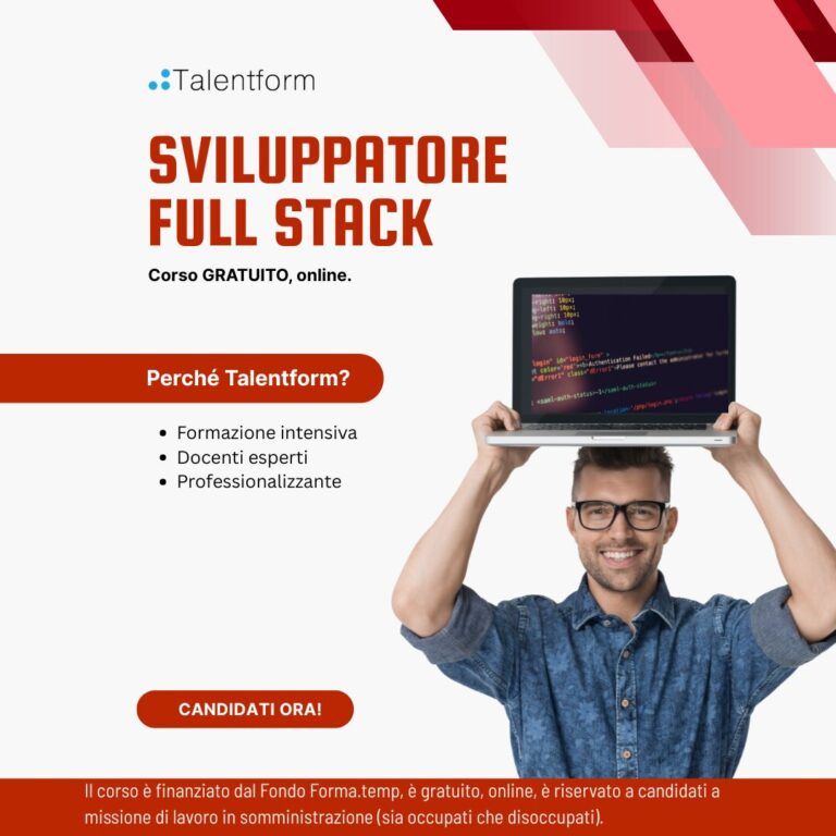 Sviluppatore Full Stack (corso GRATUITO online, full time), edizione del 15 aprile 2026 26 Corso Gratuito di Sviluppatore Full Stack 2