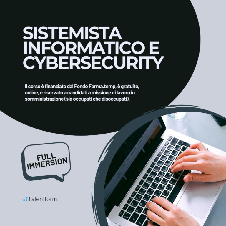 Corso Gratuito Sistemista Informatico e Cybersecurity
