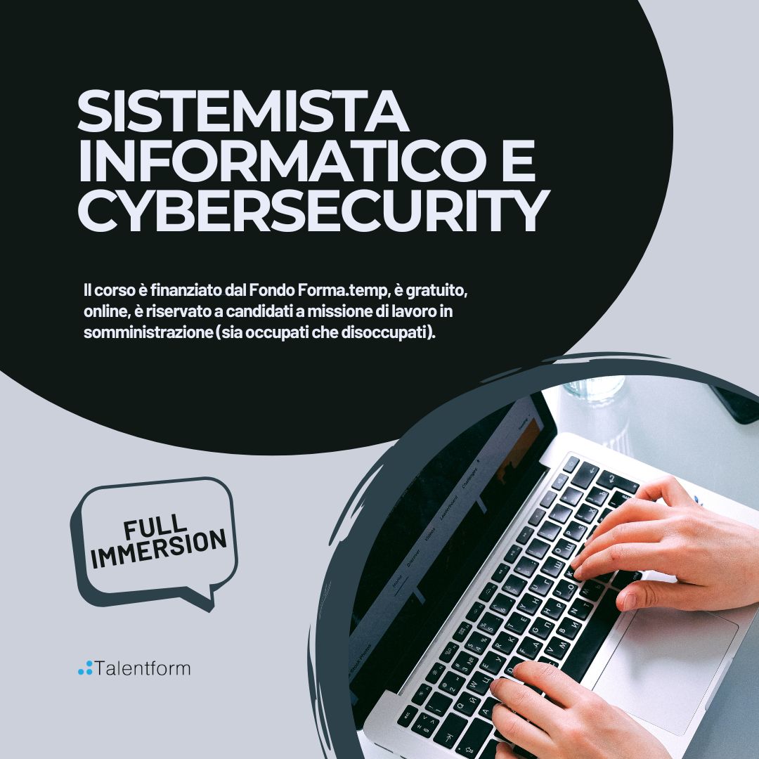 Corso Gratuito Sistemista Informatico e Cybersecurity