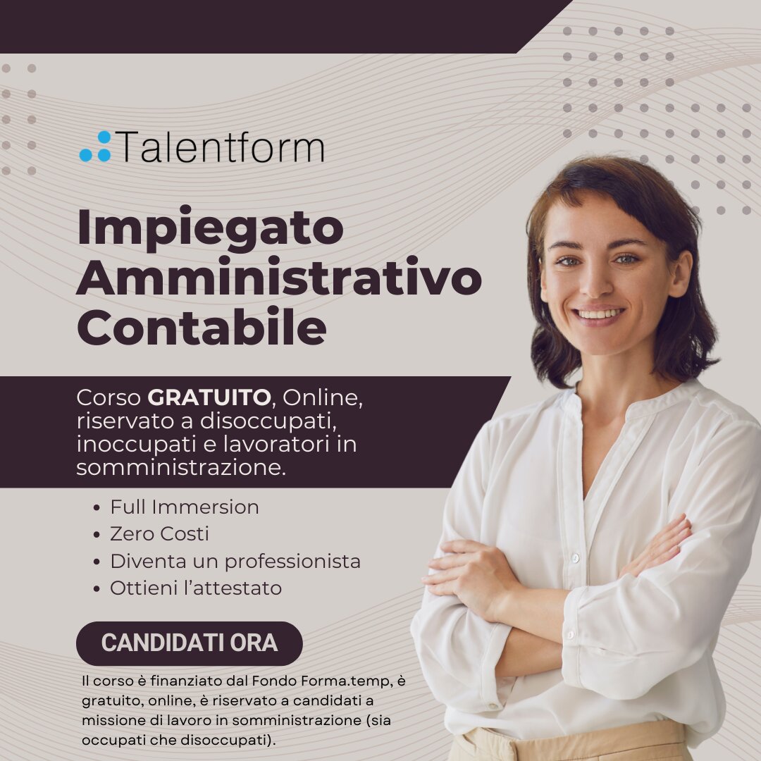 Corso Gratuito di Impiegato Amministrativo Contabile 1