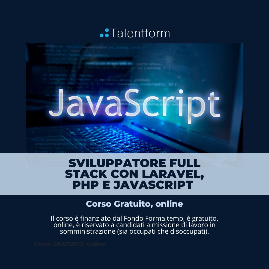 Sviluppatore Full Stack con Laravel PHP e JavaScript h 1080 x 1080 px 1