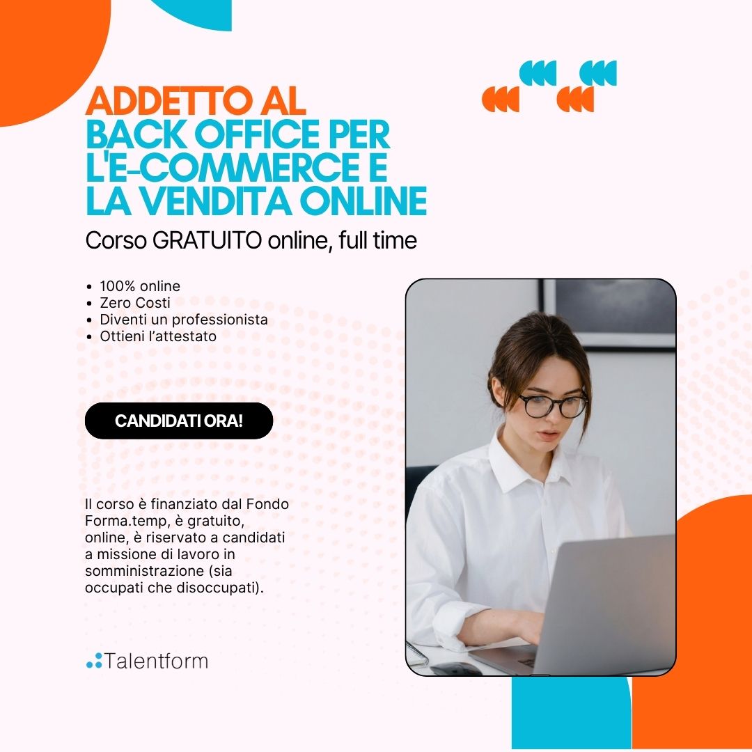 3 Addetto al Back Office per lE commerce e la Vendita Online