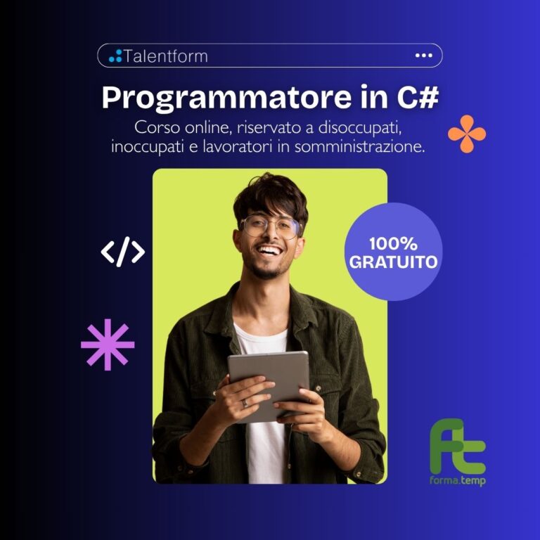 Programmatore in C# (corso GRATUITO online, full time), edizione del 16 giugno 2026 16 4 Programmatore in C