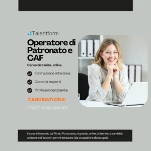 Operatore di Patronato e CAF (corso GRATUITO online, full time), edizione del 11 giugno 2026 26 Corso Gratuito 1080 Operatore di Patronato e CAF 1