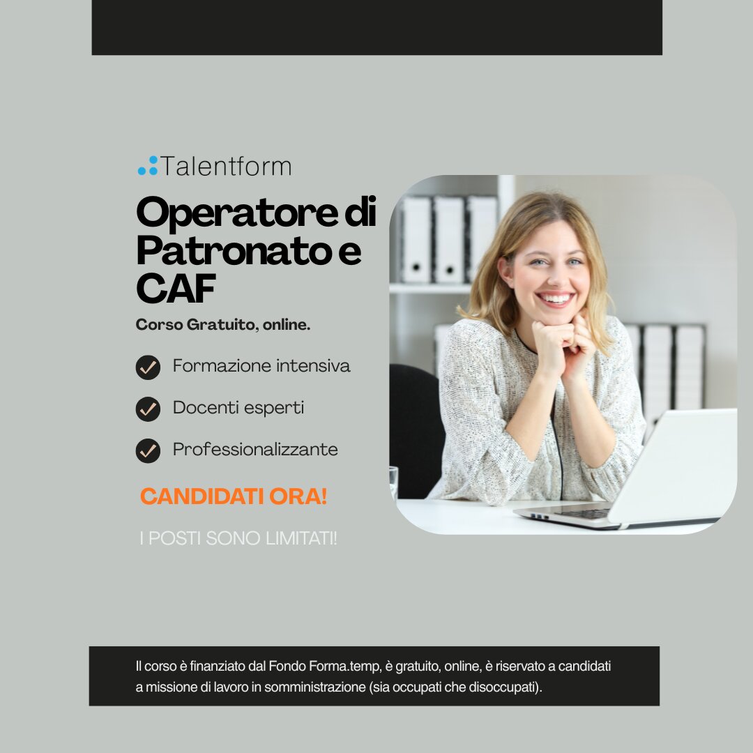 Corso Gratuito 1080 Operatore di Patronato e CAF 1