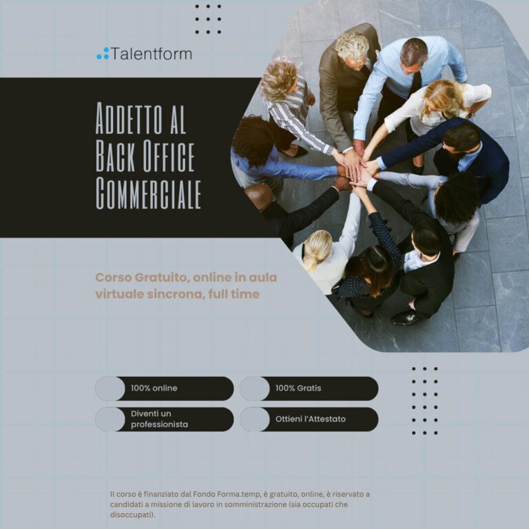 Corso Gratuito Addetto al Back Office Commercialee Vendita