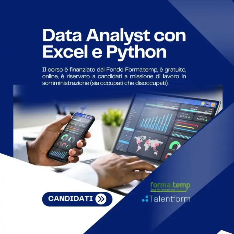 Data Analyst con Excel e Python (corso GRATUITO online, full time), edizione del 25 settembre 2026 1 per sito Data Analyst con Excel e Python 1