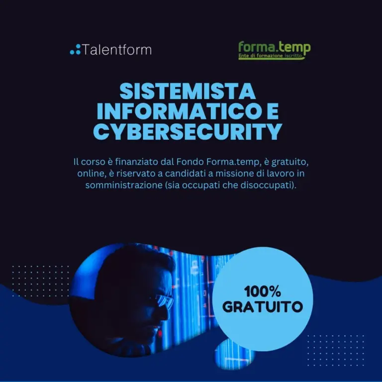 Sistemista Informatico e Cybersecurity (corso GRATUITO online, full time), edizione del 25 giugno 2026 5 per sito Sistemista Informatico