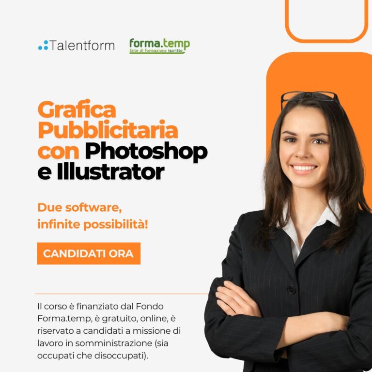 Grafica Pubblicitaria con Adobe Photoshop e Illustrator (corso GRATUITO online, full time), edizione del 02 ottobre 2026 4 Corso Gratuito di Grafica Pubblicitaria