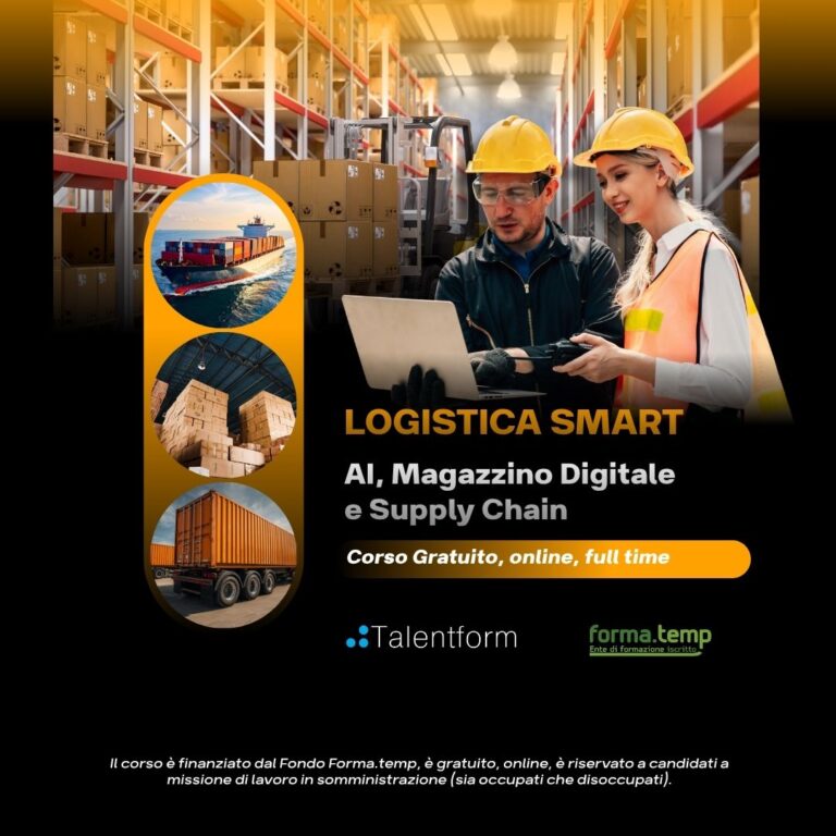 Logistica Smart: AI, Magazzino Digitale e Supply Chain (corso GRATUITO online, full time), edizione del 29 settembre 2026 27 1080 Logistica Smart