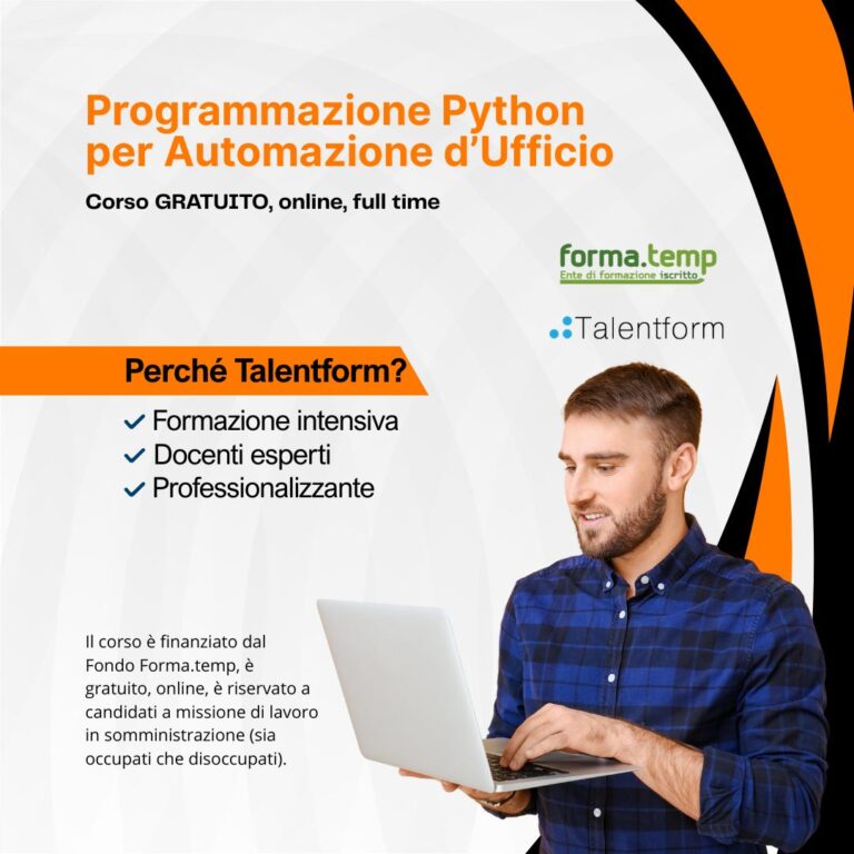 Programmazione Python per Automazione d’Ufficio (corso GRATUITO online, full time), edizione del 25 settembre 2026 4 Corso Gratuito Programmazione Python per Automazione dUfficio 1