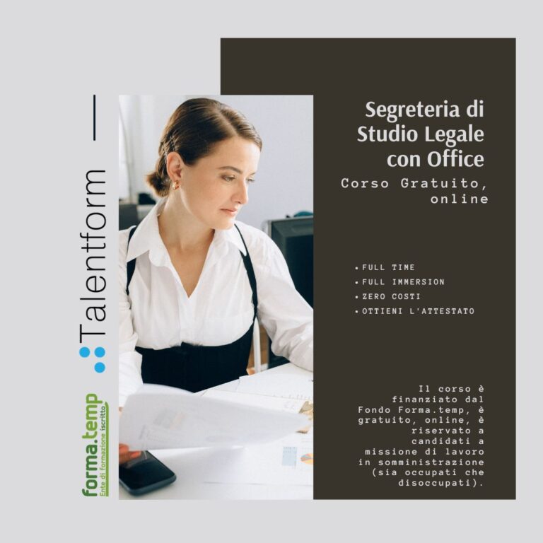 Segreteria di Studio Legale con Office (corso GRATUITO online, full time), edizione del 22 settembre 2026 31 segreteria stidio legale